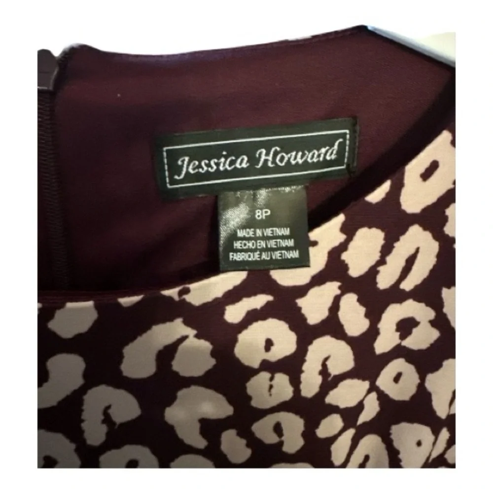 Jessica Howard Petite Women’s Long Sleeve Animal Print Midi Dress Size 8P
